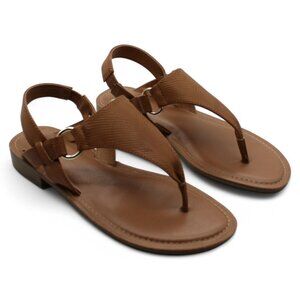 Blairee Womens Faux Leather Casual Thong Sandals